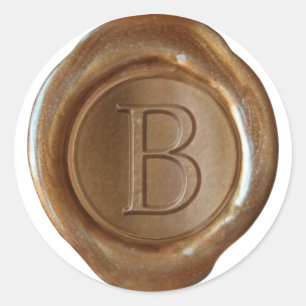 Sticker Rond Monogramme de cire - Cuivre - Serif B -