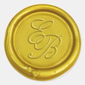 Sticker Rond Monogramme de cire d'or moderne Mariage élégant (Devant)