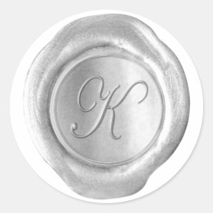 Sticker Rond Monogramme de cire - Juah Silver - K -