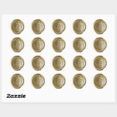 Sticker Rond Monogramme de cire - Or - Script C - (Feuille)