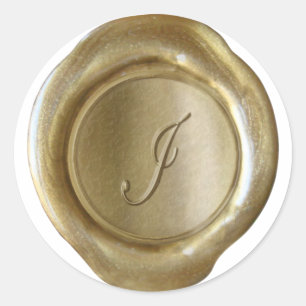 Sticker Rond Monogramme de cire - Or - Script I -