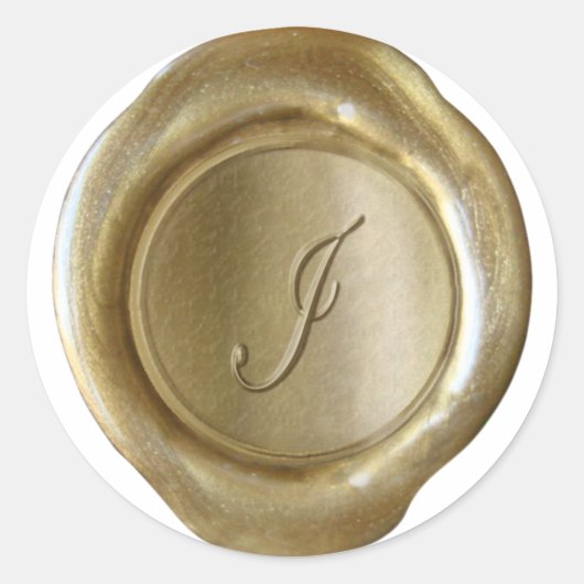 Sticker Rond Monogramme de cire - Or - Script I - (Devant)