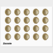 Sticker Rond Monogramme de cire - Or - Script N - (Feuille)