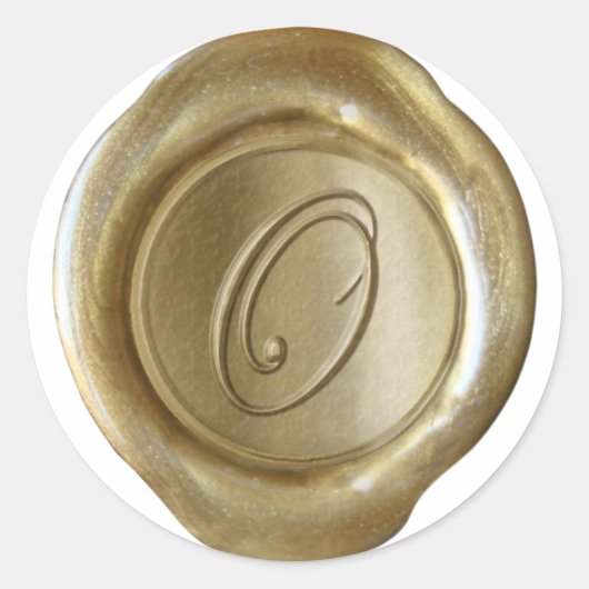 Sticker Rond Monogramme de cire - Or - Script O - (Devant)
