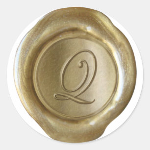 Sticker Rond Monogramme de cire - Or - Script Q -