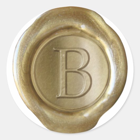 Sticker Rond Monogramme de cire - Or - Serif B - (Devant)