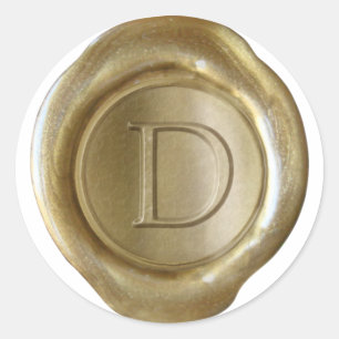 Sticker Rond Monogramme de cire - Or - Serif D -