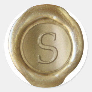 Sticker Rond Monogramme de cire - Or - Serif S -