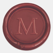 Sticker Rond Monogramme de cire rouge Mariage classique Favoris (Devant)