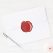 Sticker Rond Monogramme de cire - Rouge - Script T - (Enveloppe)