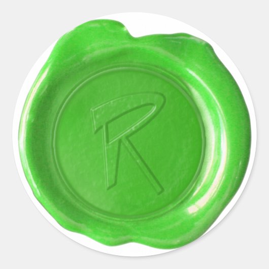 Sticker Rond Monogramme de cire - Vert - R - (Devant)