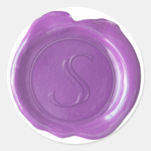Sticker Rond Monogramme de cire - Violet - S -