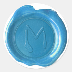 Sticker Rond Monogramme de cire - Vrai Bleu - M -