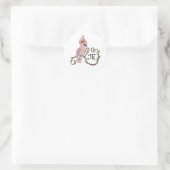 Sticker Rond Monogramme de Cockatoo rose Whimsical (Sac)