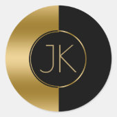 Sticker Rond Monogramme de conception géométrique moderne or et (Devant)