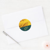 Sticker Rond MONOGRAMME DE CORNUCOPIE, vert jaune or clair (Enveloppe)