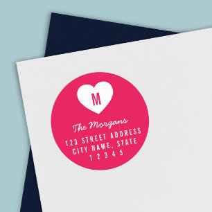 Sticker Rond Monogramme de couleur blanche Adresse de la famill