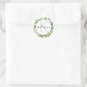 STICKER ROND MONOGRAMME DE COULEUR D'EAU VERT SUCCULENT WREATAT (Sac)
