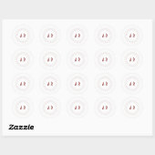 Sticker Rond Monogramme de couple rouge en cercle de lignes (Feuille)