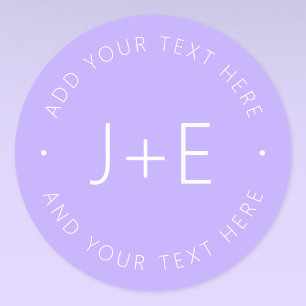 Sticker Rond Monogramme de couples DIY élégant & Lavande modifi