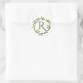 Sticker Rond Monogramme de couronne de fleurs de lavande (Sac)