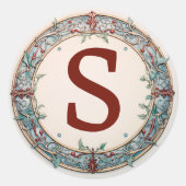 Sticker Rond Monogramme de couronne de Noël (Devant)