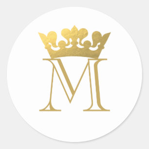 Sticker Rond Monogramme de couronne d'or