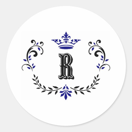 Sticker Rond Monogramme de couronne 'R' (Devant)