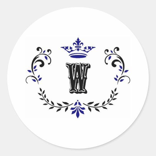 Sticker Rond Monogramme de couronne 'W' (Devant)