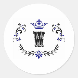 Sticker Rond Monogramme de couronne 'W'