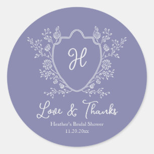 Sticker Rond Monogramme de crête vintage en écriture pour douch