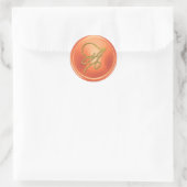 Sticker Rond Monogramme de cuivre en script or TOUTES INITIALES (Sac)