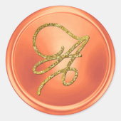 Sticker Rond Monogramme de cuivre en script or TOUTES INITIALES (Devant)