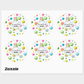 Sticker Rond Monogramme de cupcakes et points d'anniversaire (Feuille)