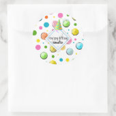 Sticker Rond Monogramme de cupcakes et points d'anniversaire (Sac)
