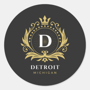 Sticker Rond Monogramme de Détroit