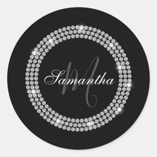 Sticker Rond Monogramme de diamants (Devant)
