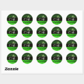 STICKER ROND MONOGRAMME DE DOMMASQUES ÉMERAUDES NOIR ET VERT, (Feuille)