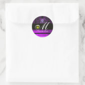 Sticker Rond MONOGRAMME DE DOMMASQUES NOIR ET PURPLE, YellowTop (Sac)