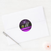 Sticker Rond MONOGRAMME DE DOMMASQUES NOIR ET PURPLE, YellowTop (Enveloppe)