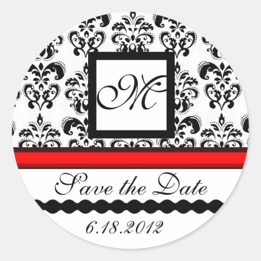 Sticker Rond MONOGRAMME DE DOMMASQUES ROUGE NOIR ET BLANC, Enre (Devant)