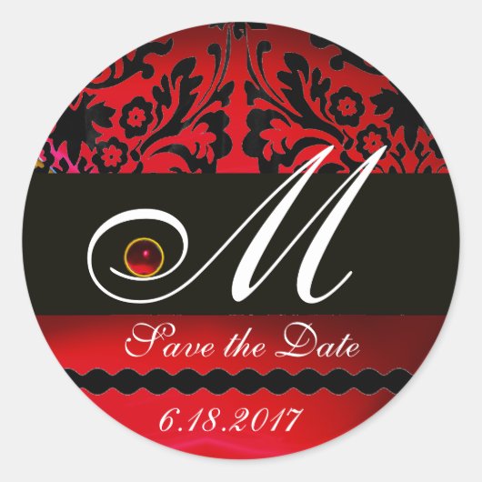 Sticker Rond MONOGRAMME DE DOMMASSE NOIR ET ROUGE, Ruby (Devant)