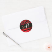 Sticker Rond MONOGRAMME DE DOMMASSE NOIR ET ROUGE, Ruby (Enveloppe)