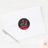 Sticker Rond MONOGRAMME DE DOMMASSE NOIR ET ROUGE, Ruby (Enveloppe)