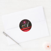 Sticker Rond MONOGRAMME DE DOMMASSE NOIR ET ROUGE, Ruby (Enveloppe)