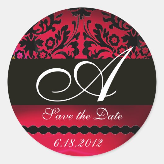 Sticker Rond MONOGRAMME DE DOMMASSE NOIR ET ROUGE, Ruby (Devant)