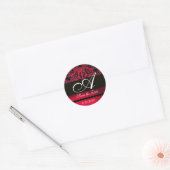 Sticker Rond MONOGRAMME DE DOMMASSE NOIR ET ROUGE, Ruby (Enveloppe)