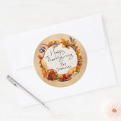 Sticker Rond Monogramme de feuille d'automne bon thanksgiving (Enveloppe)