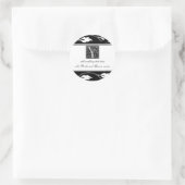Sticker Rond Monogramme De Feuille Noire Et Blanche Y (Sac)