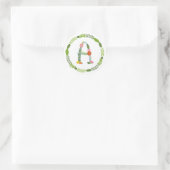 Sticker Rond Monogramme de fleur Whimsical Rustique (A) (Sac)